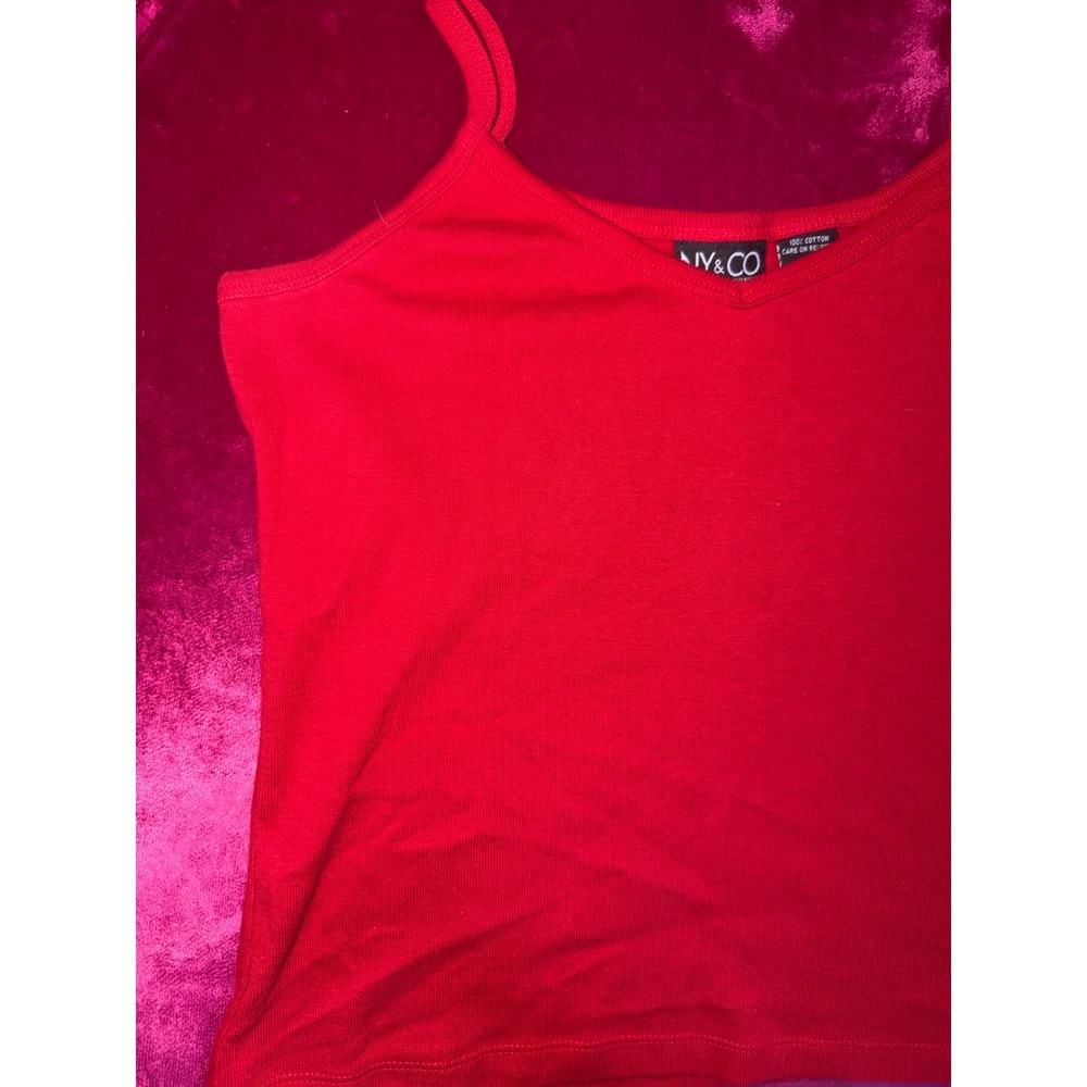 New York & Company Womens Red Ribbed Cotton Camisole Tank Top Small NY&CO